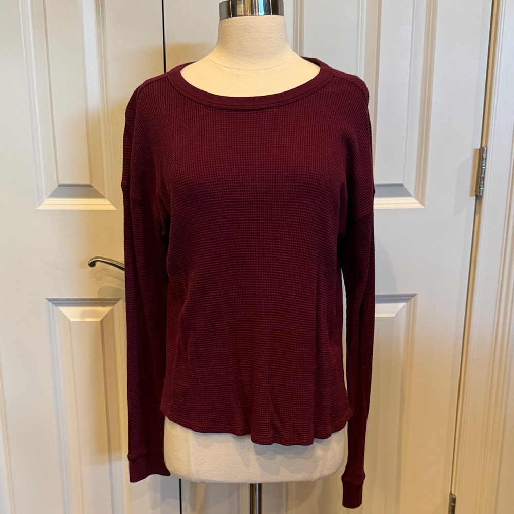 Faherty Women's Long Sleeve Waffle Top - Wine